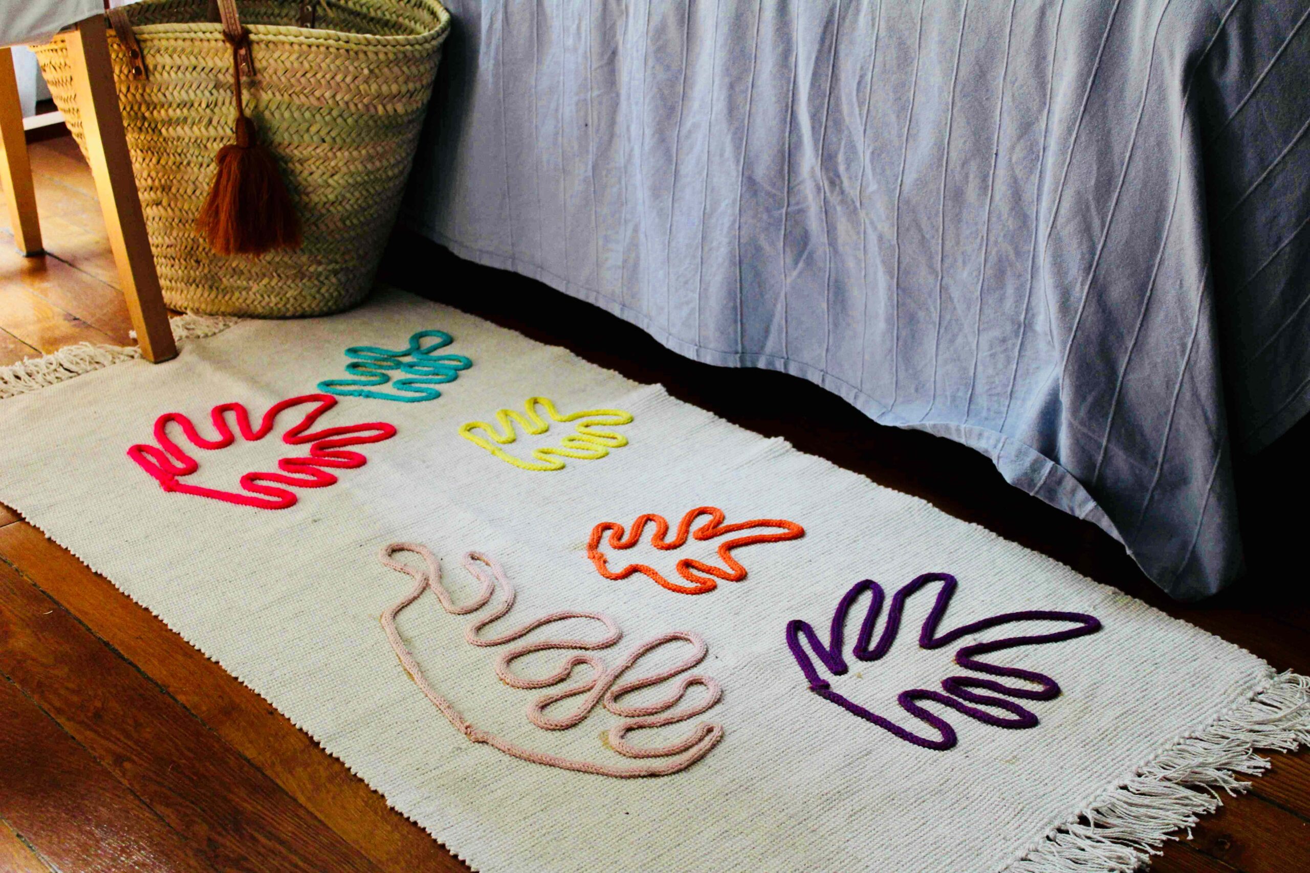 customisation tapis tricotin colle textile sader