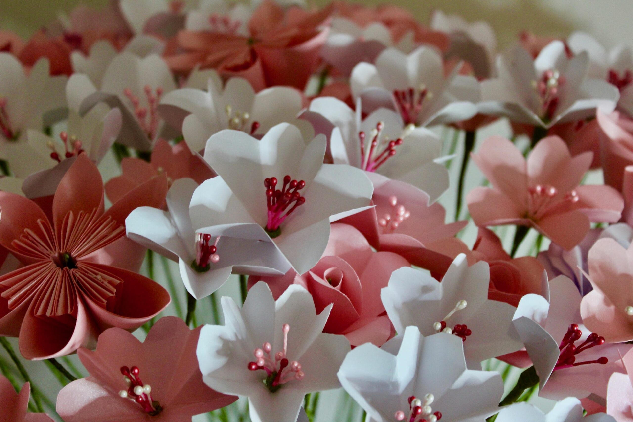 fleurs origami paper craft bouquet cerisier kusudama rose