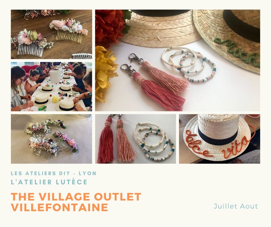 Atelier créatif DIY été Lyon Chapeaux bijoux fleurs séchées accessoires